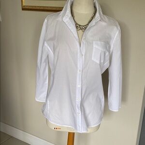 Izod Women's White Button Down Shirt, L